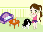 Coloring-game-with-a-puppy-and-a-little-girl